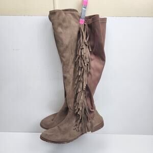 Lane Bryant Knee High Brown Winter Fashion Suede Fringe Boots Women's Size 13W